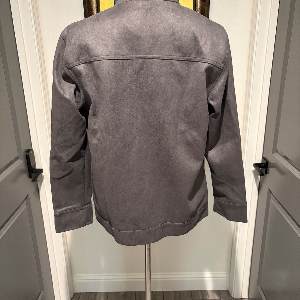 Mens Trucker Jacket in Super Soft Suede Grey Size Large NWT - Picture 3 of 4